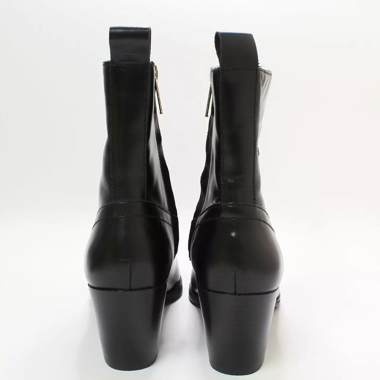 Odd Sizes - Women's Office Anika Western Ankle Boots - Black Leather, UK Sizes 5/6.