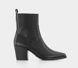 Odd Sizes - Women's Office Anika Western Ankle Boots - Black Leather, UK Sizes 5/6.