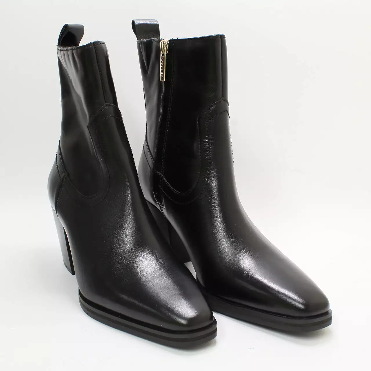 Odd Sizes - Women's Office Anika Western Ankle Boots - Black Leather, UK Sizes 5/6.