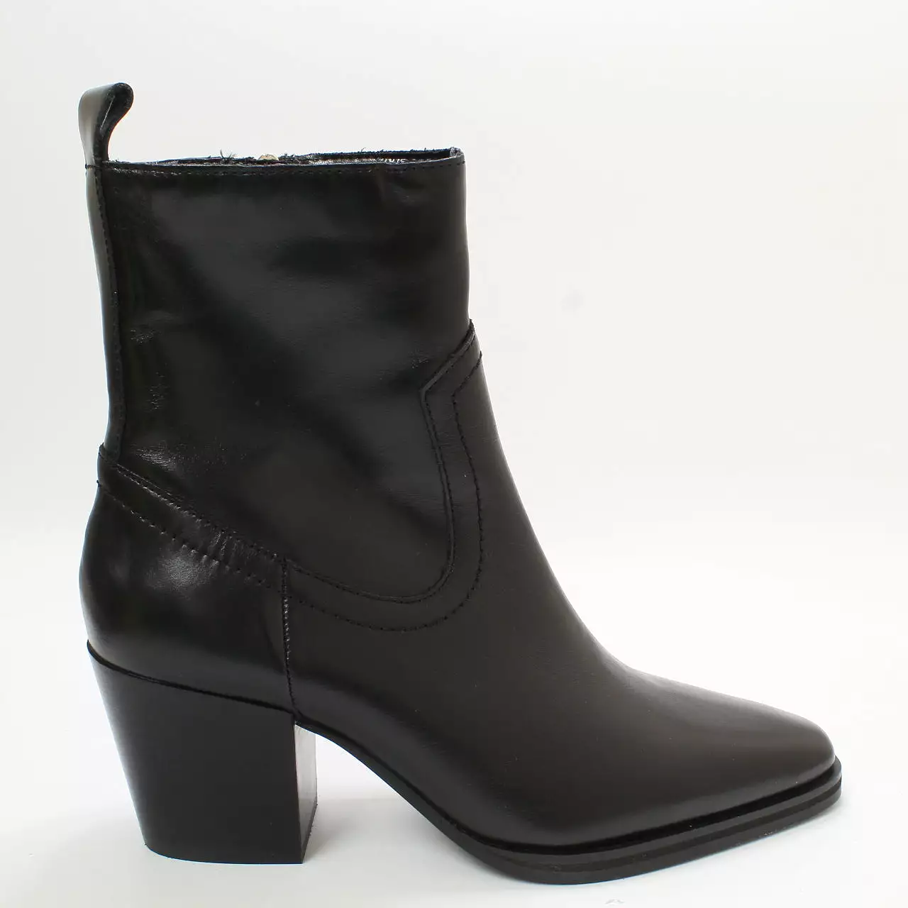 Odd Sizes - Women's Office Anika Western Ankle Boots - Black Leather, UK Sizes 5/6.