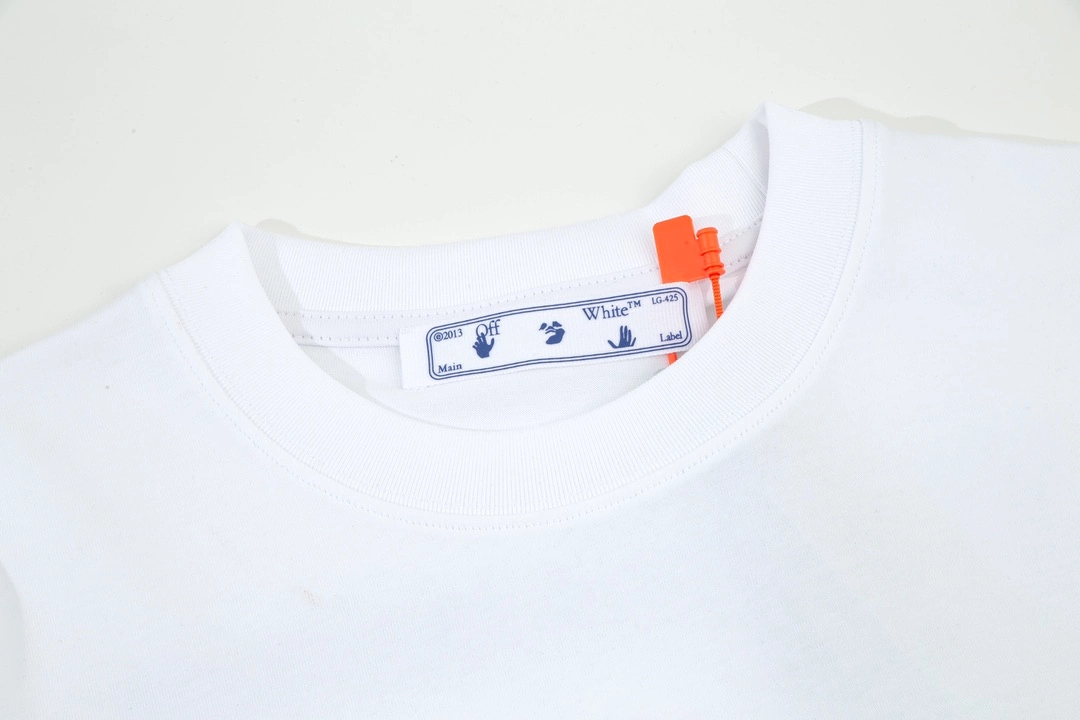 OFF-WHITE blue smiley face graffiti hand-painted logo t-shirt, short-sleeved, white, 12.12