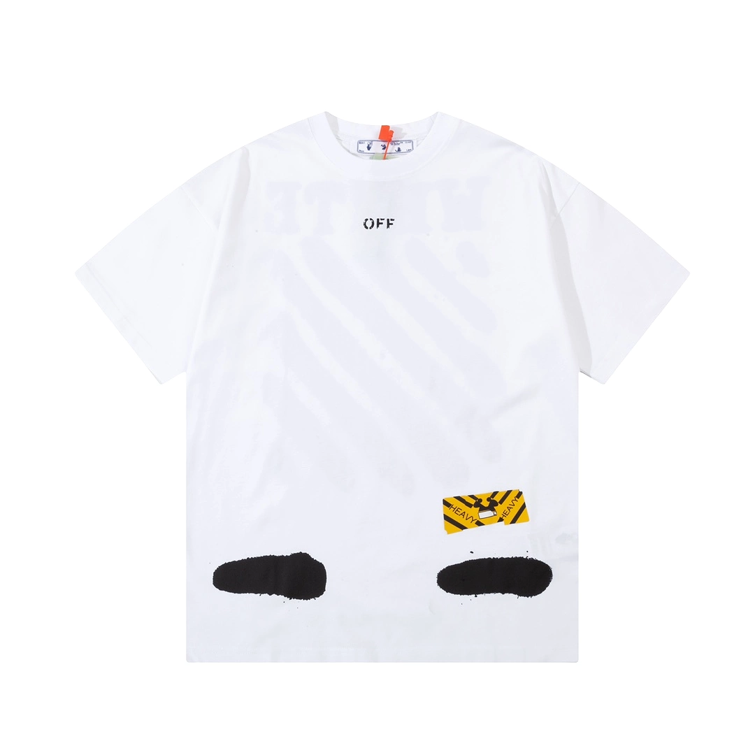 OFF-WHITE white twill letter large LOGO printed short-sleeved T-shirt - 12.12 sale