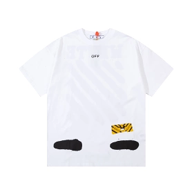 OFF-WHITE white twill letter large LOGO printed short-sleeved T-shirt - 12.12 sale