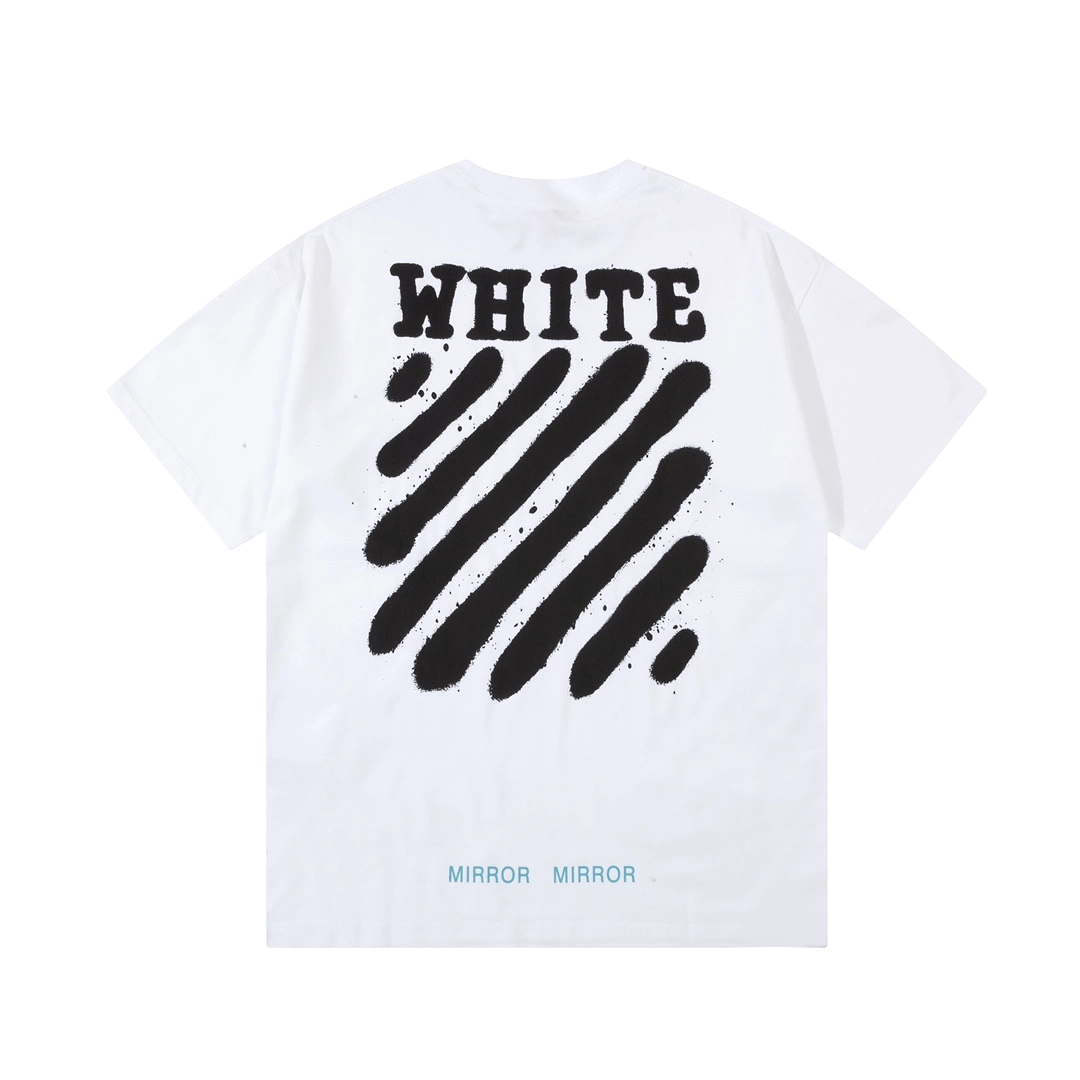 OFF-WHITE white twill letter large LOGO printed short-sleeved T-shirt - 12.12 sale