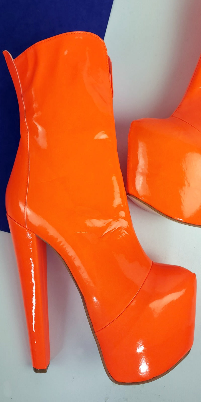 Orange Gloss Chunky Platform Boots