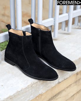 PARIS Black Suede Chelsea Boots - Best Price Online - Limited Stock