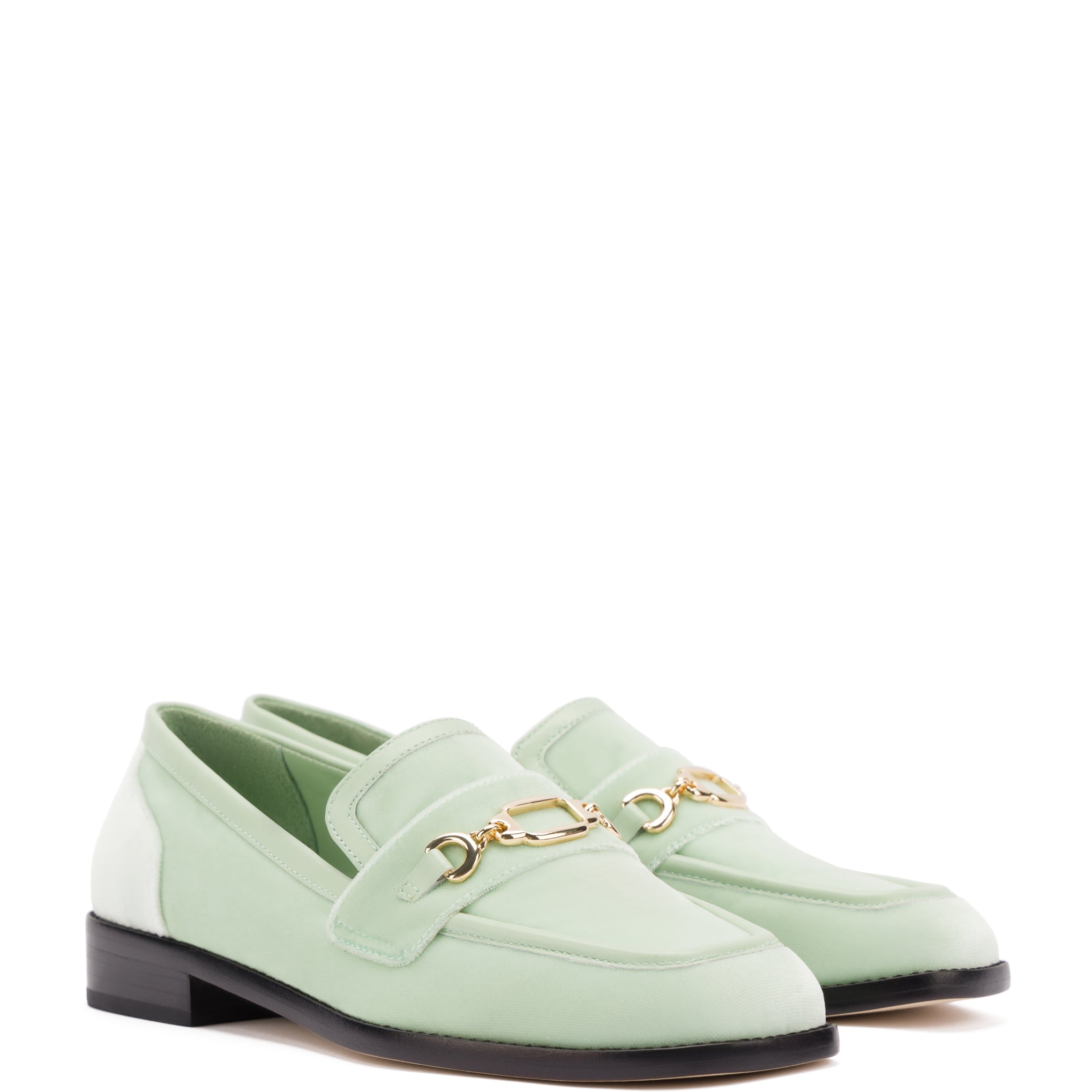 Patricia Loafer - Mint Green Velvet Shoes