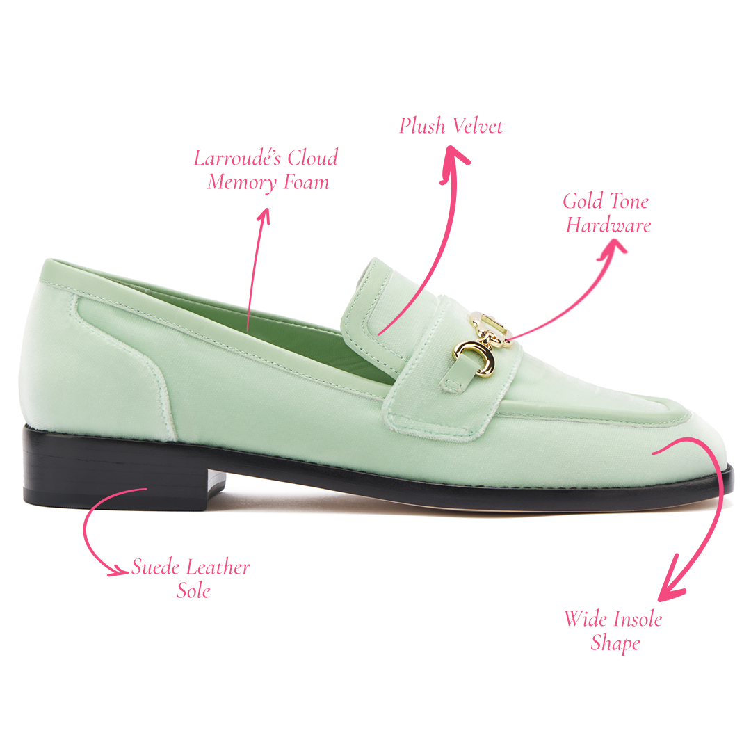 Patricia Loafer - Mint Green Velvet Shoes