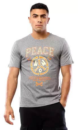 Peace Printed Short Sleeves Tee - Heather Medium Grey | O182901