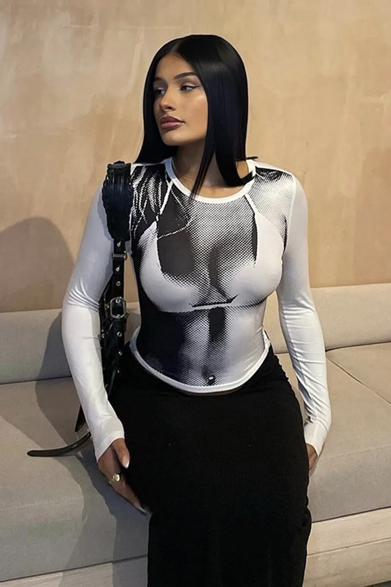 Pixel Body 3D Print Long Sleeve Top