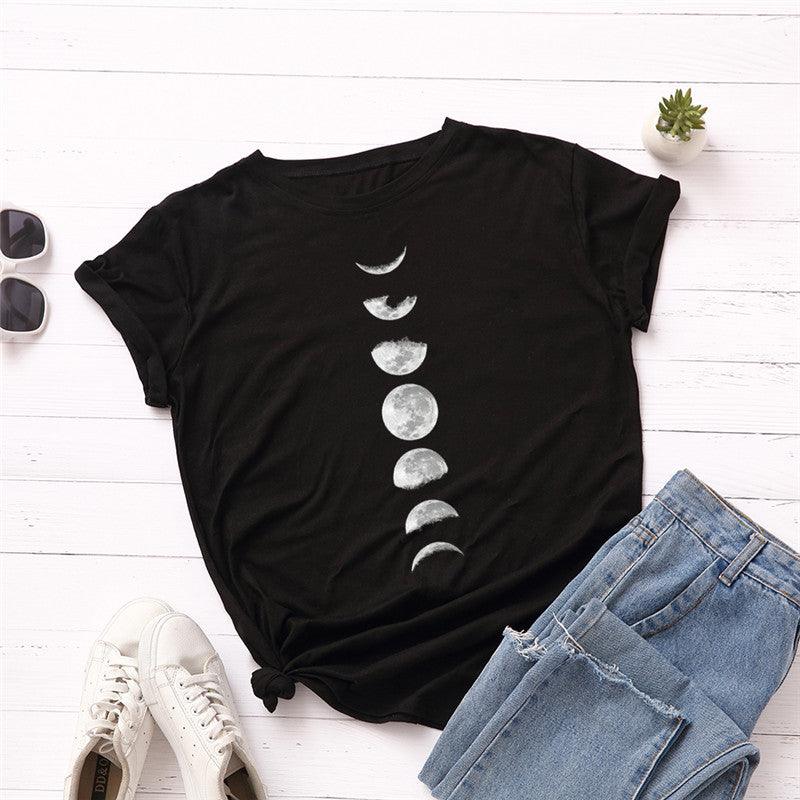 Planet Print T-shirt, O-neck, short sleeve.