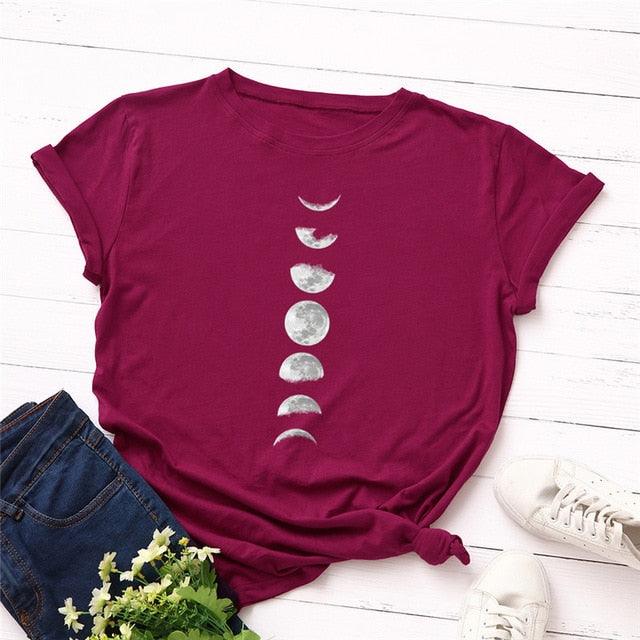 Planet Print T-shirt, O-neck, short sleeve.