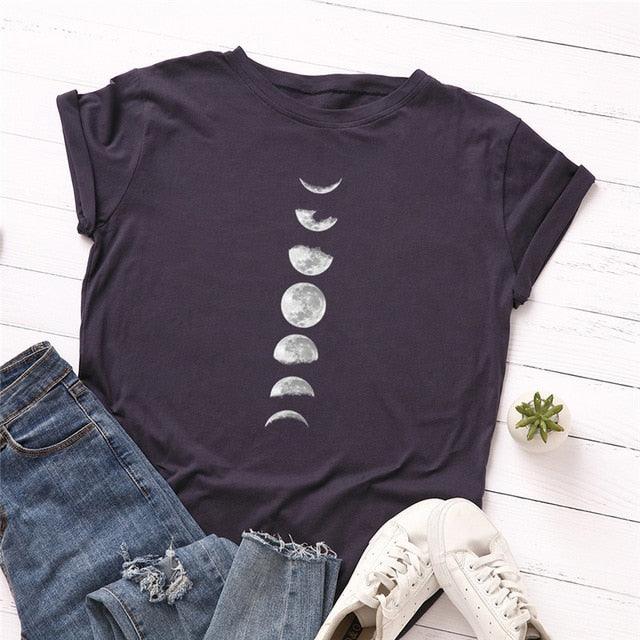 Planet Print T-shirt, O-neck, short sleeve.