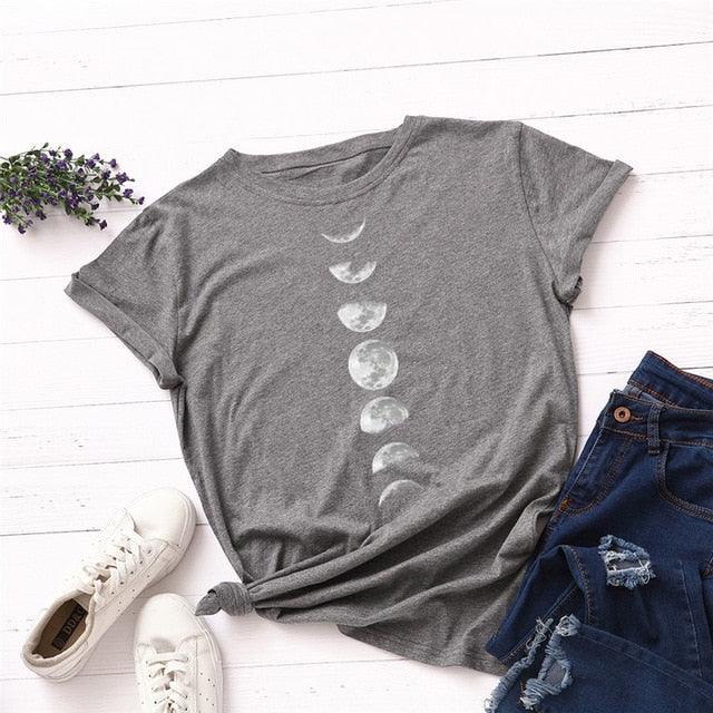 Planet Print T-shirt, O-neck, short sleeve.