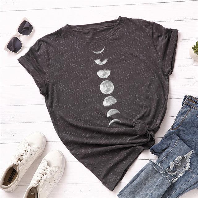 Planet Print T-shirt, O-neck, short sleeve.