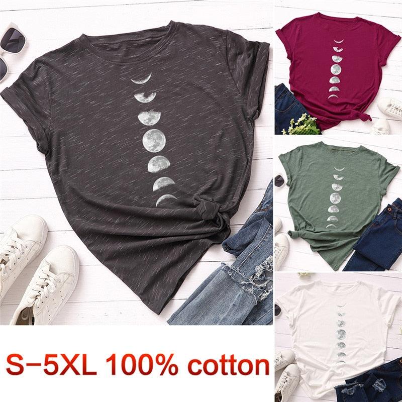 Planet Print T-shirt, O-neck, short sleeve.