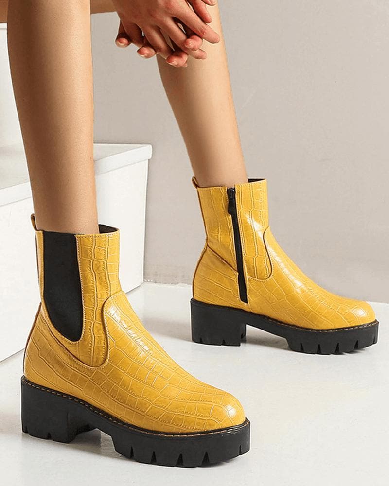 Platform High Heel Zip Boots