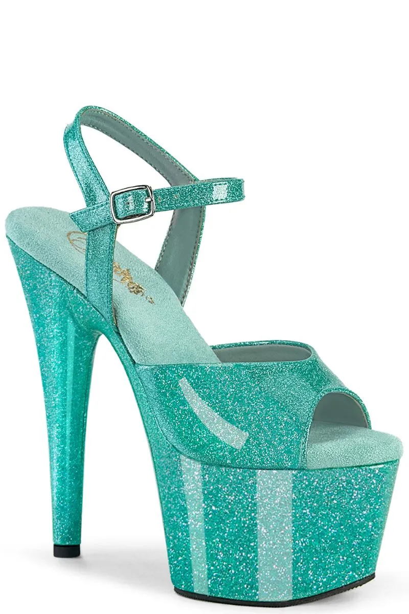 Pleaser USA Adore-709GP 7 Aqua Glitter Pleasers