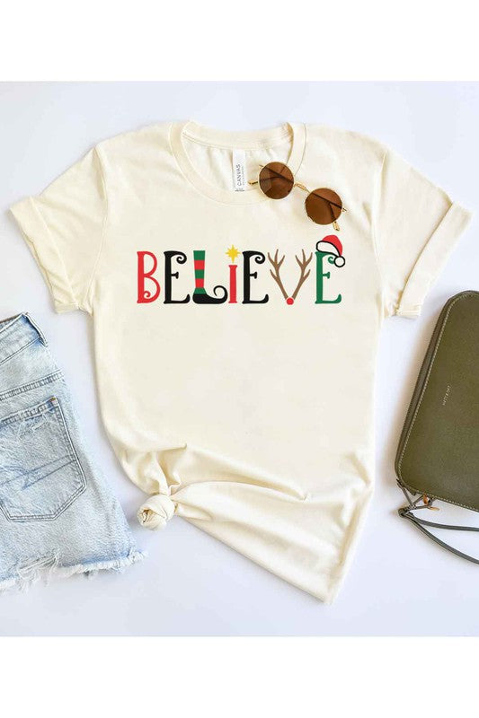 Plus Size Christmas T Shirt - Believe in a Larger Size