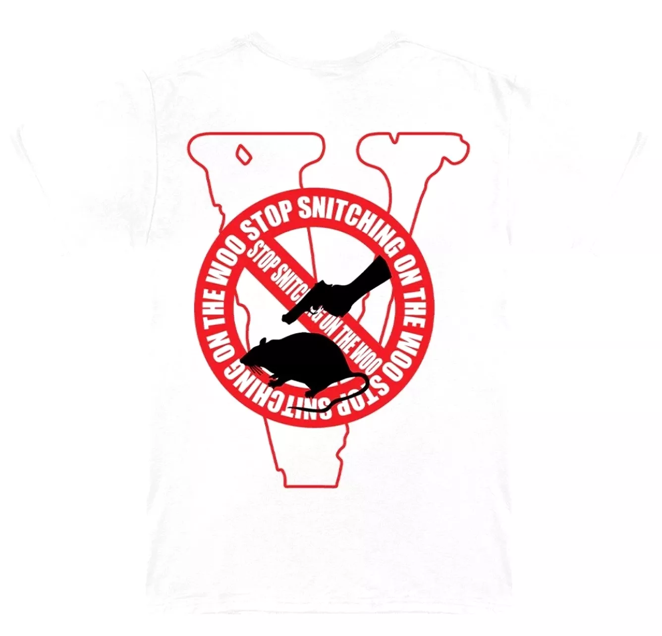 Pop Smoke x Vlone T-shirt White/Red - Stop Snitching