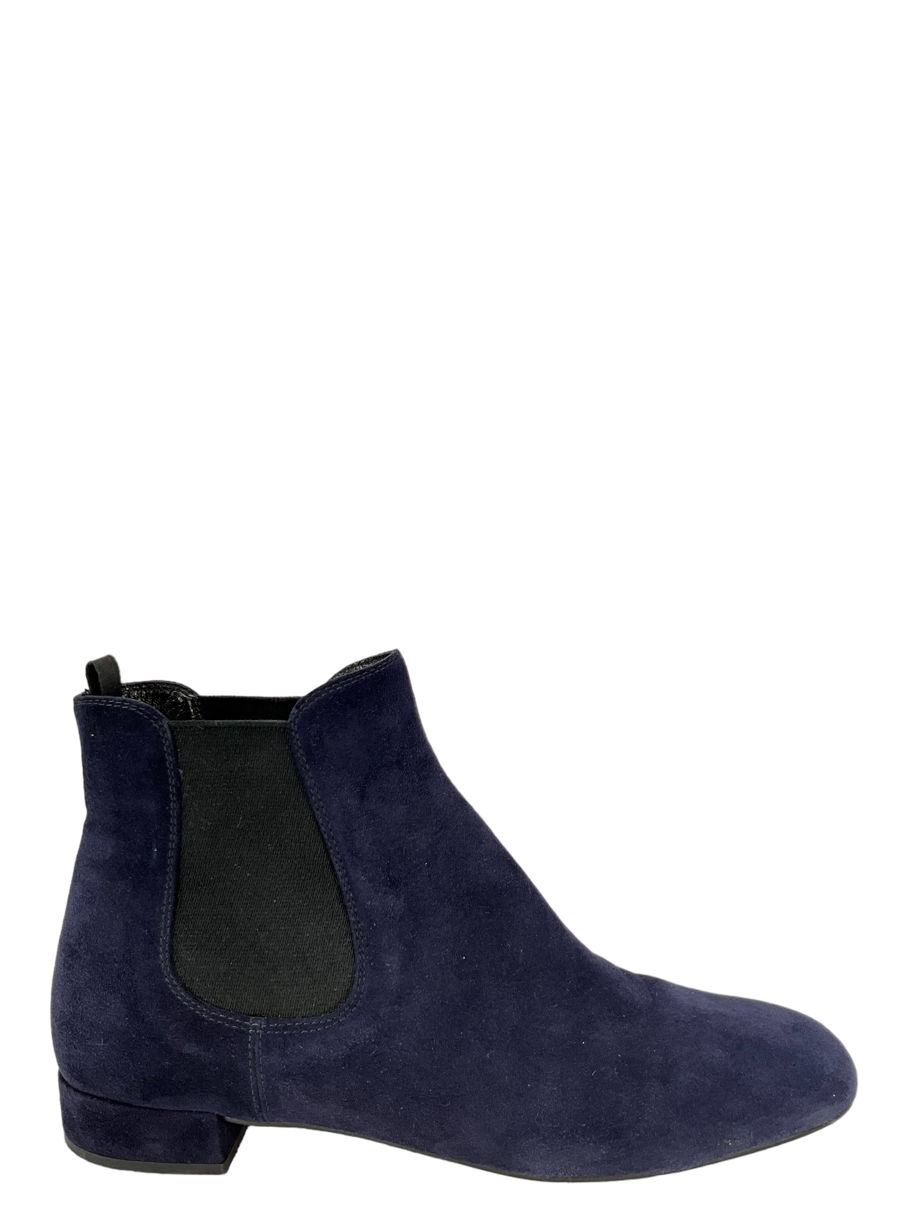 Prada Dark Blue Suede Chelsea Boots - Size 7.5 - Shop Now