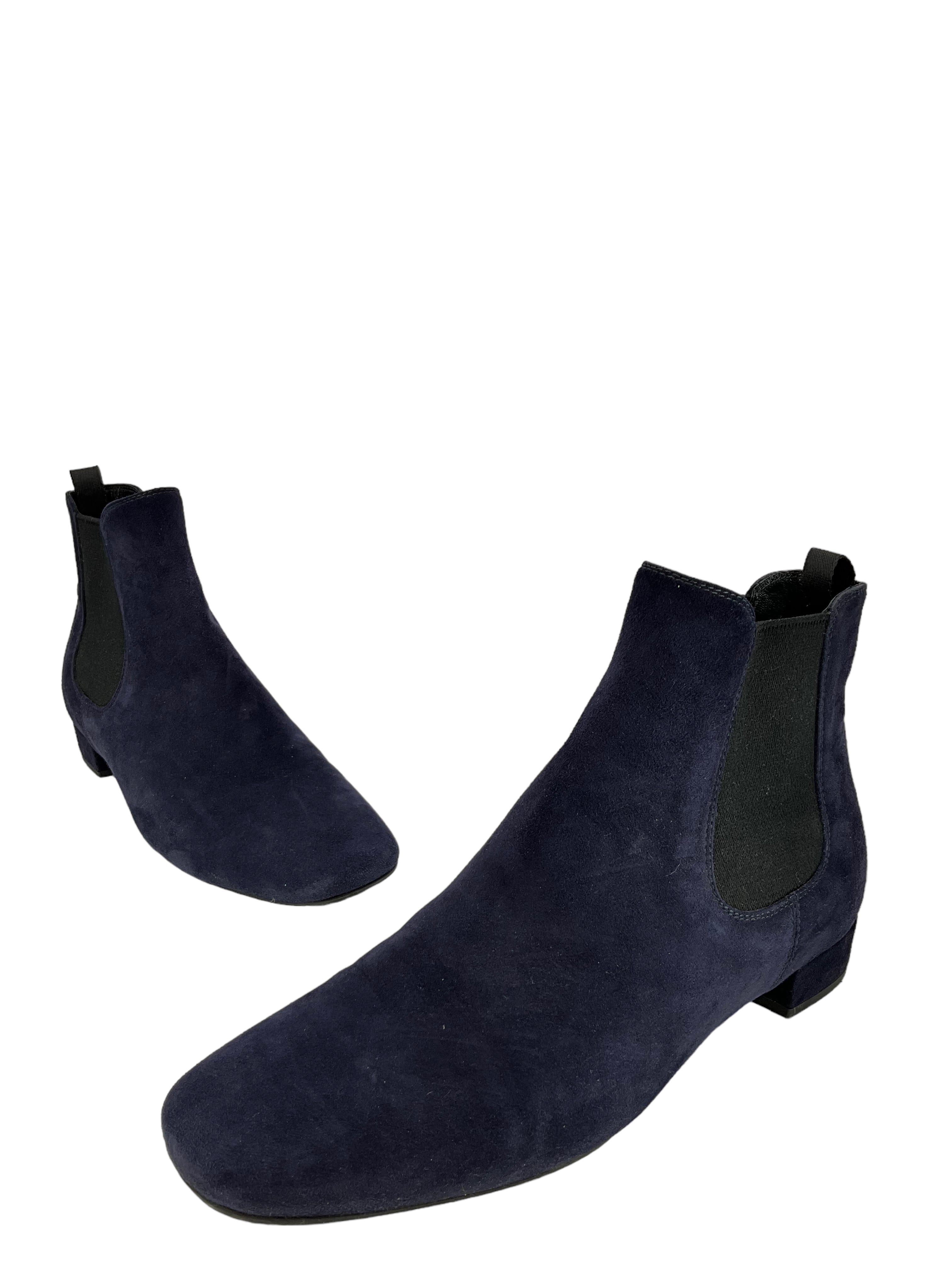 Prada Dark Blue Suede Chelsea Boots - Size 7.5 - Shop Now