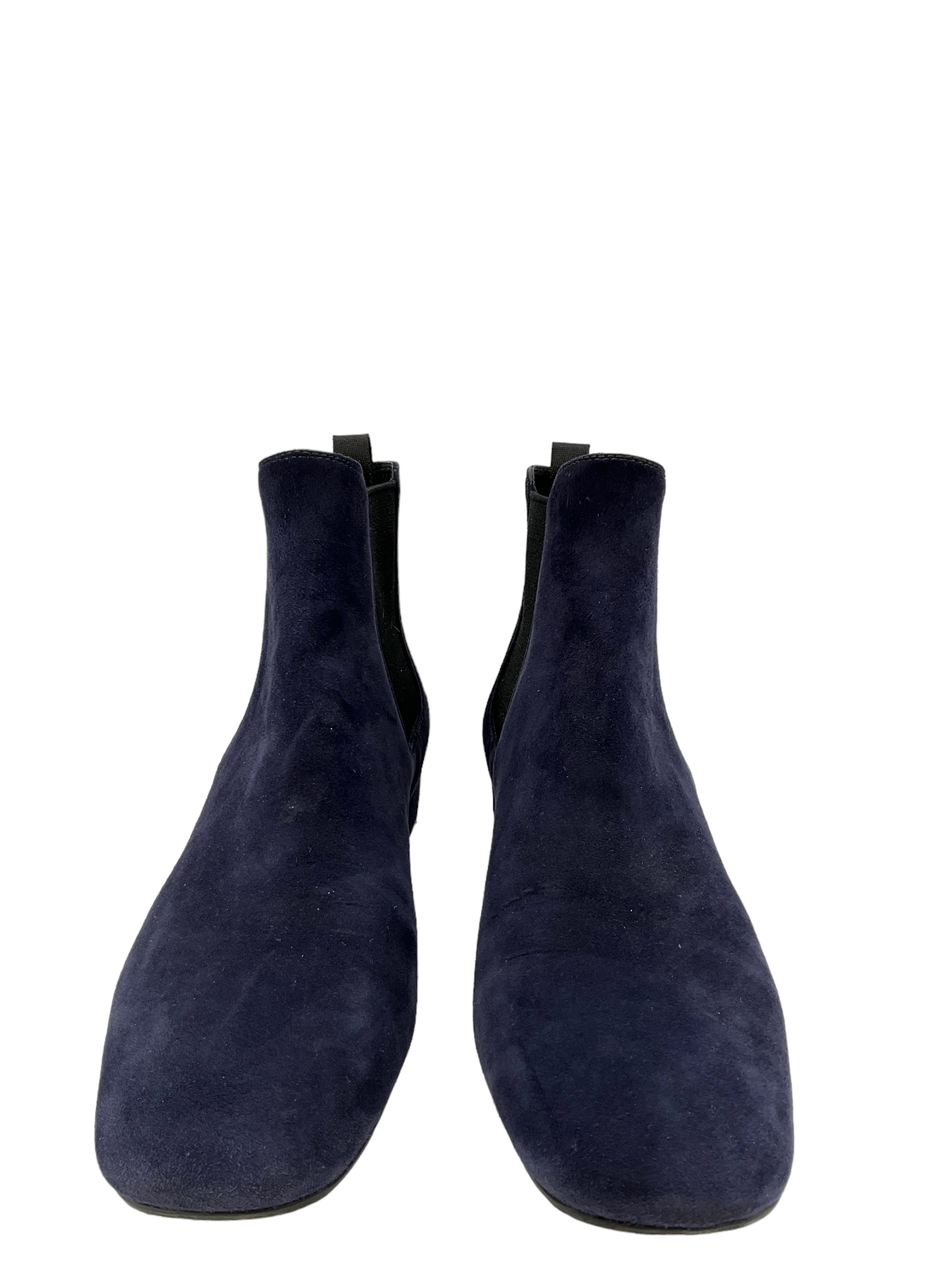 Prada Dark Blue Suede Chelsea Boots - Size 7.5 - Shop Now