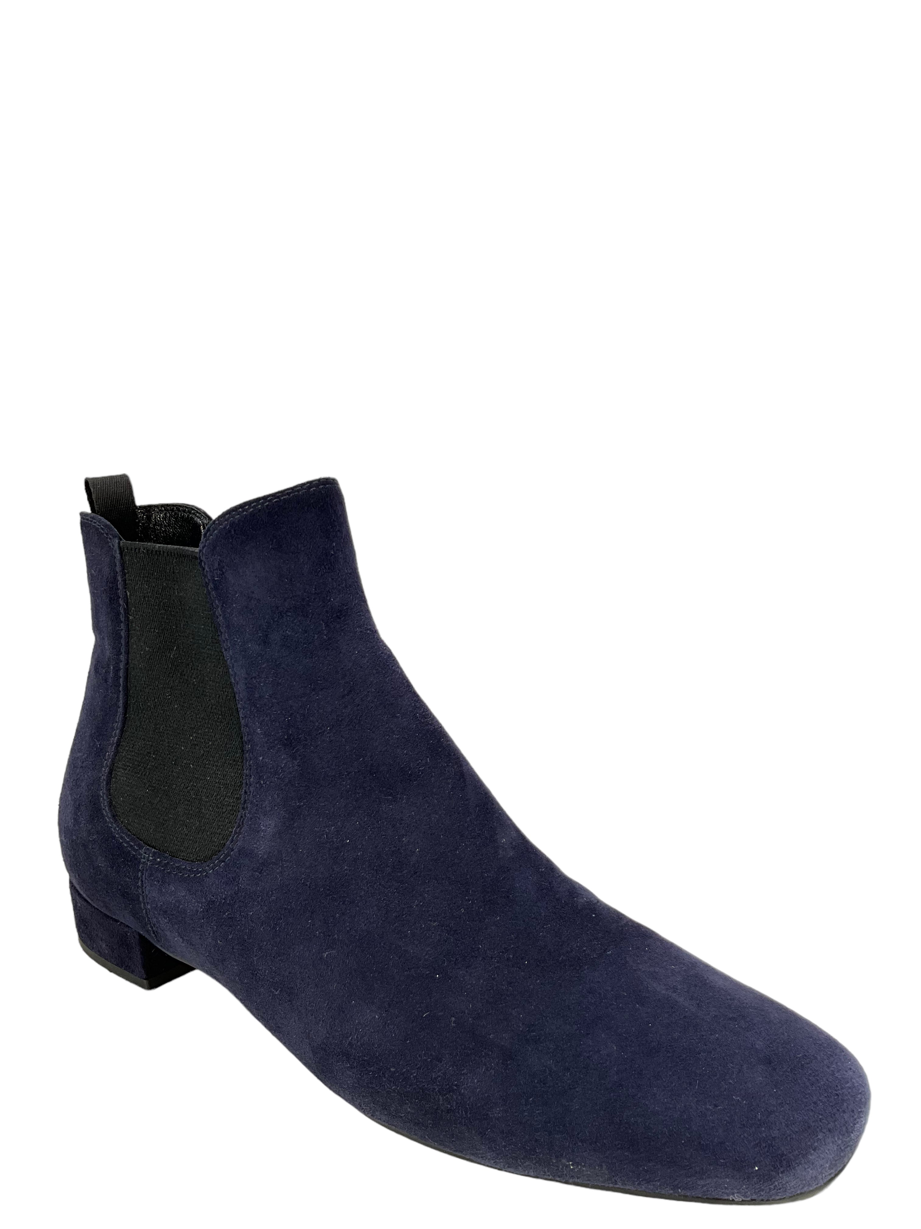 Prada Dark Blue Suede Chelsea Boots - Size 7.5