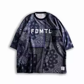 printed navy patchwork sweat tee