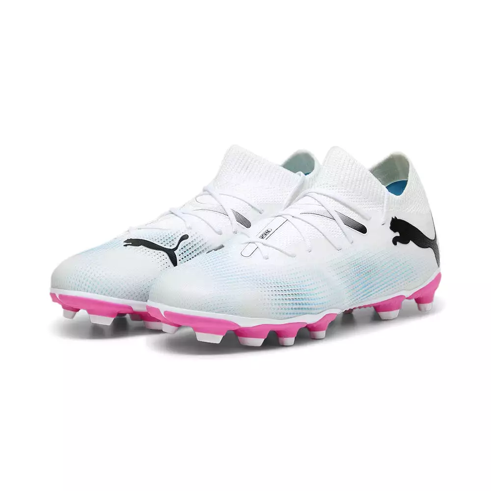 Puma Future 7 Junior Football Boots, White/Black/Poison Pink, FG/AG