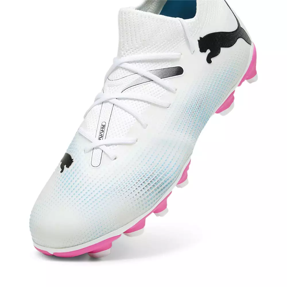 Puma Future 7 Junior Football Boots, White/Black/Poison Pink, FG/AG