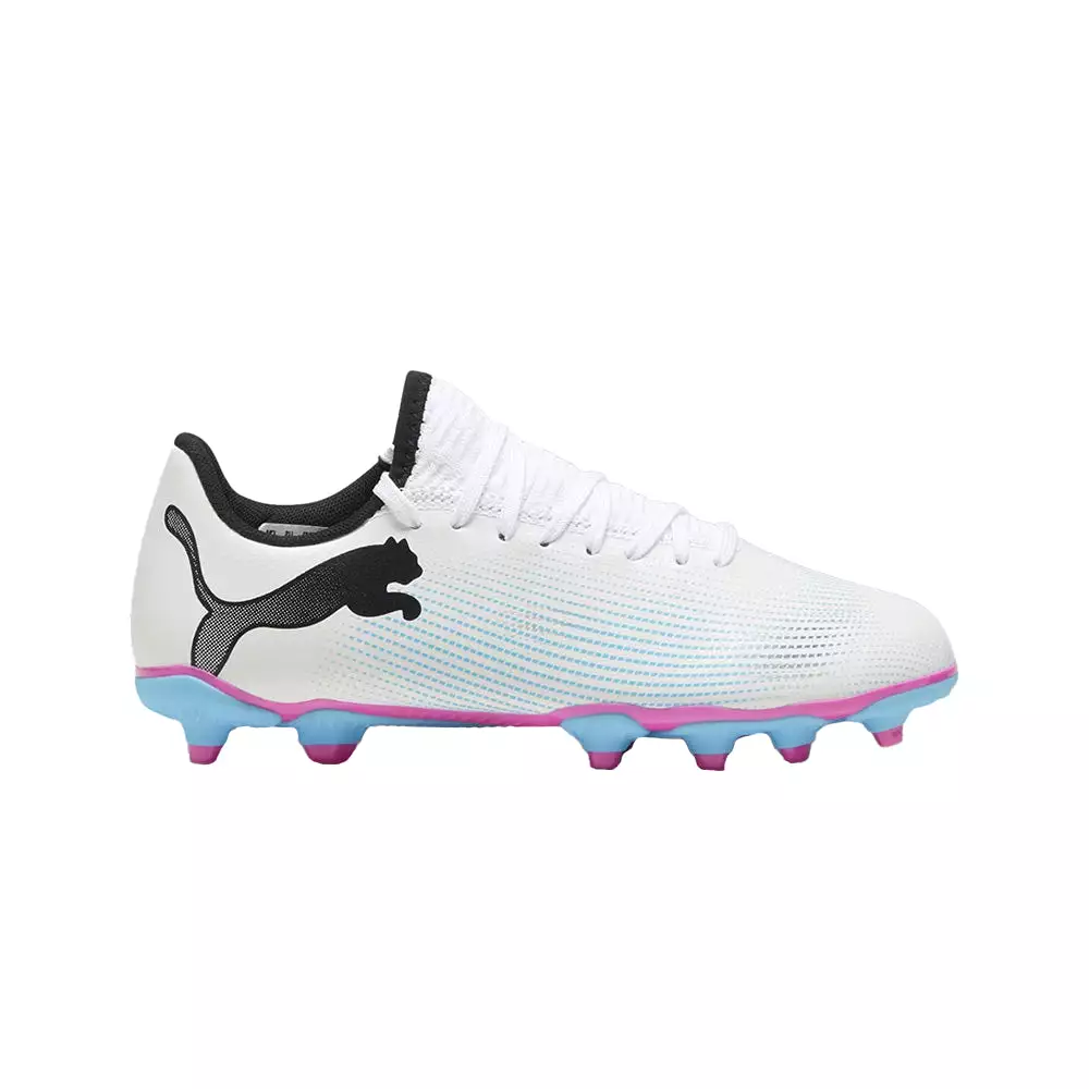 Puma Future 7 Play Junior Football Boots - White/Black/Poison Pink