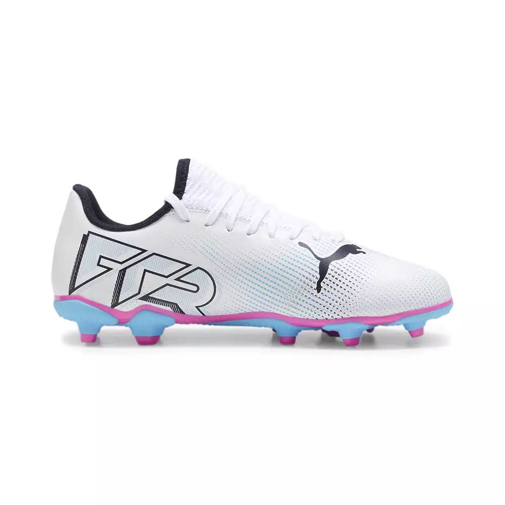 Puma Future 7 Play Junior Football Boots - White/Black/Poison Pink