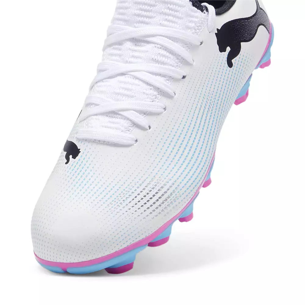 Puma Future 7 Play Junior Football Boots - White/Black/Poison Pink