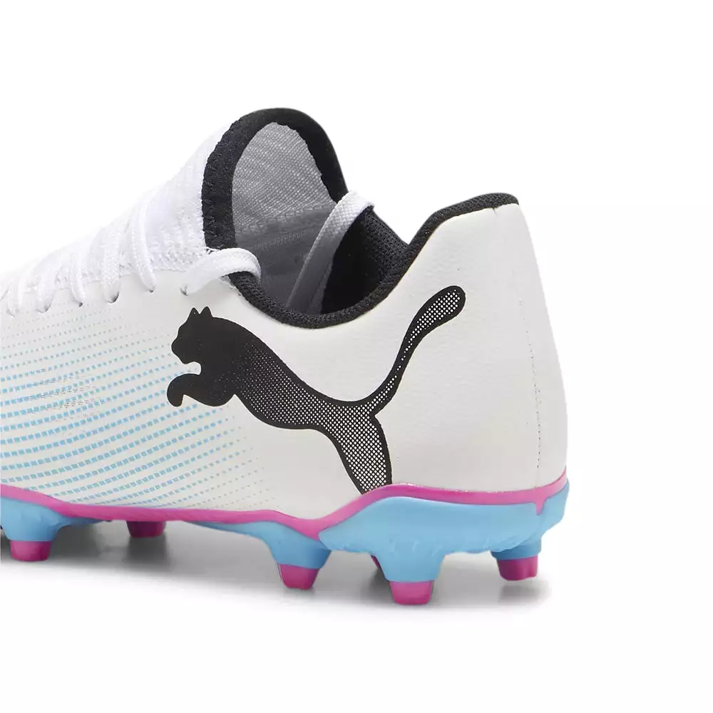 Puma Future 7 Play Junior Football Boots - White/Black/Poison Pink