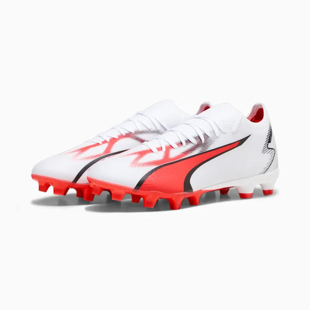 Puma Ultra Match FG/AG Soccer Cleats White Black Fire Orchid