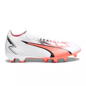 Puma Ultra Match FG/AG Soccer Cleats White Black Fire Orchid