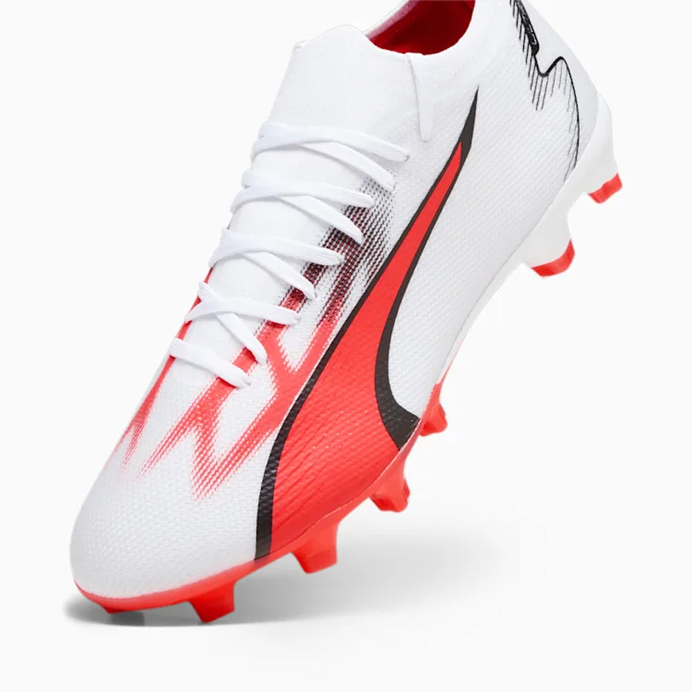 Puma Ultra Match FG/AG Soccer Cleats White Black Fire Orchid