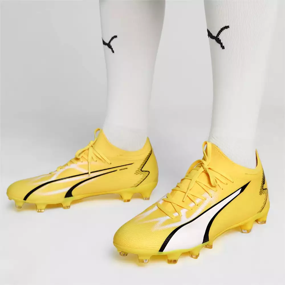 Puma Ultra Match Football Boots Yellow Blaze White Black.