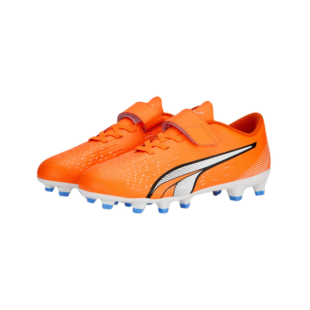 Puma Ultra Play FG/AG Junior Football Boots - Orange/White/Black.