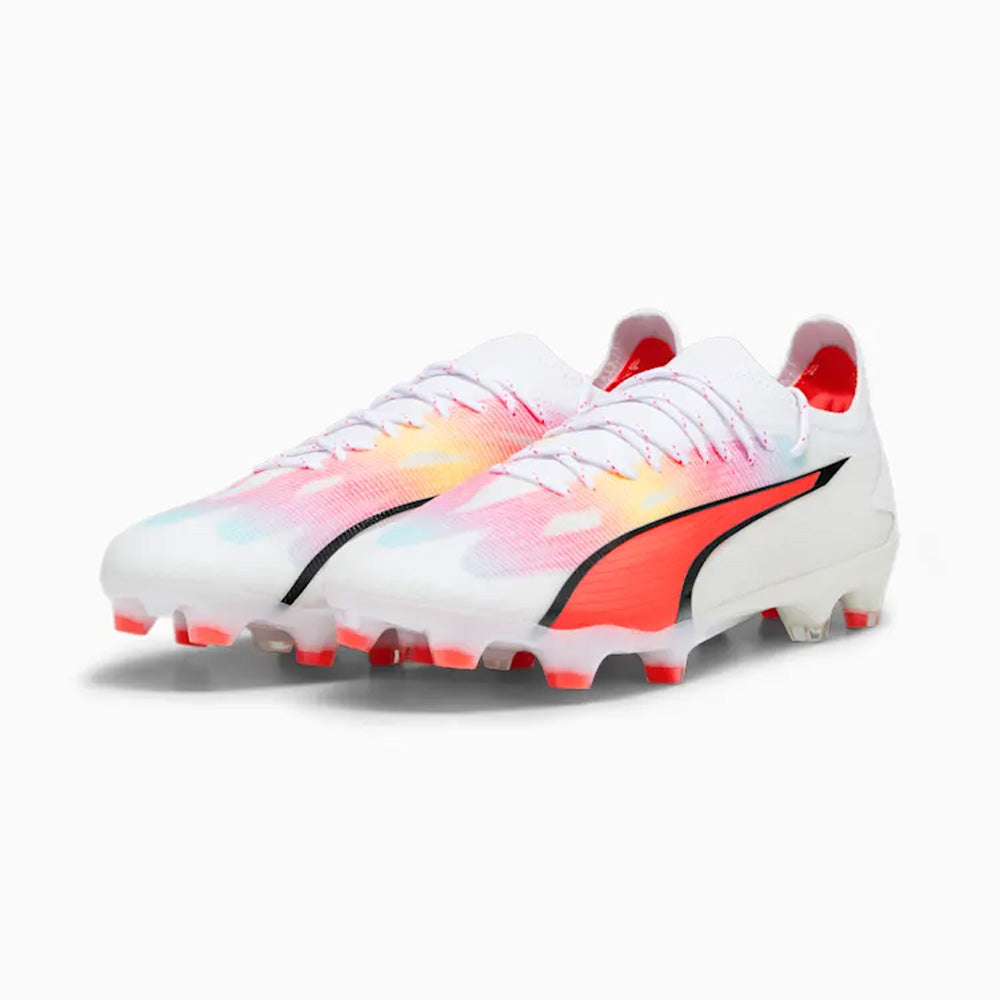 Puma Ultra Ultimate FG/AG Football Boots - White/Black/Fire Orchid