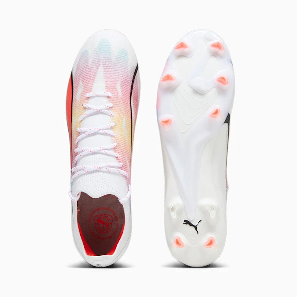 Puma Ultra Ultimate FG/AG Football Boots - White/Black/Fire Orchid