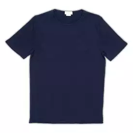 Richard dark blue short-sleeve knitted t-shirt, made of compact Egyptian cotton