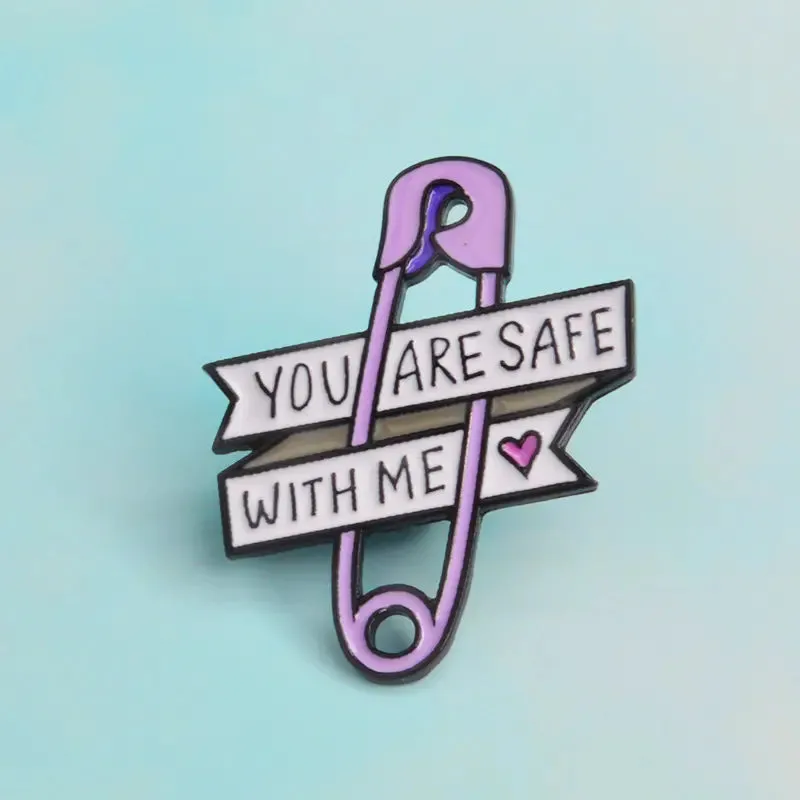 Safe With Me Heart Enamel Pin - Buy E022 Safety Pin Today