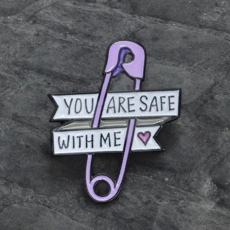 Safe With Me Heart Enamel Pin - Buy E022 Safety Pin Today