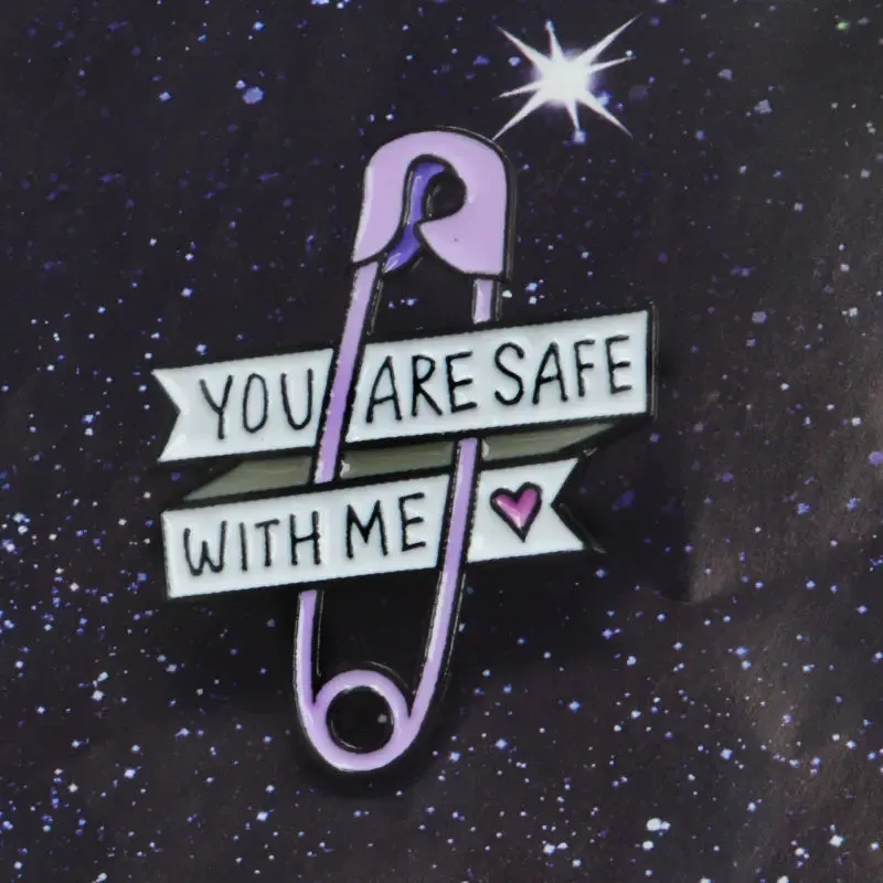 Safe With Me Heart Enamel Pin - Buy E022 Safety Pin Today