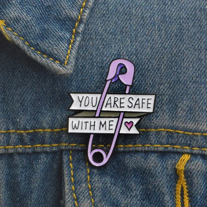 Safe With Me Heart Enamel Pin - Buy E022 Safety Pin Today