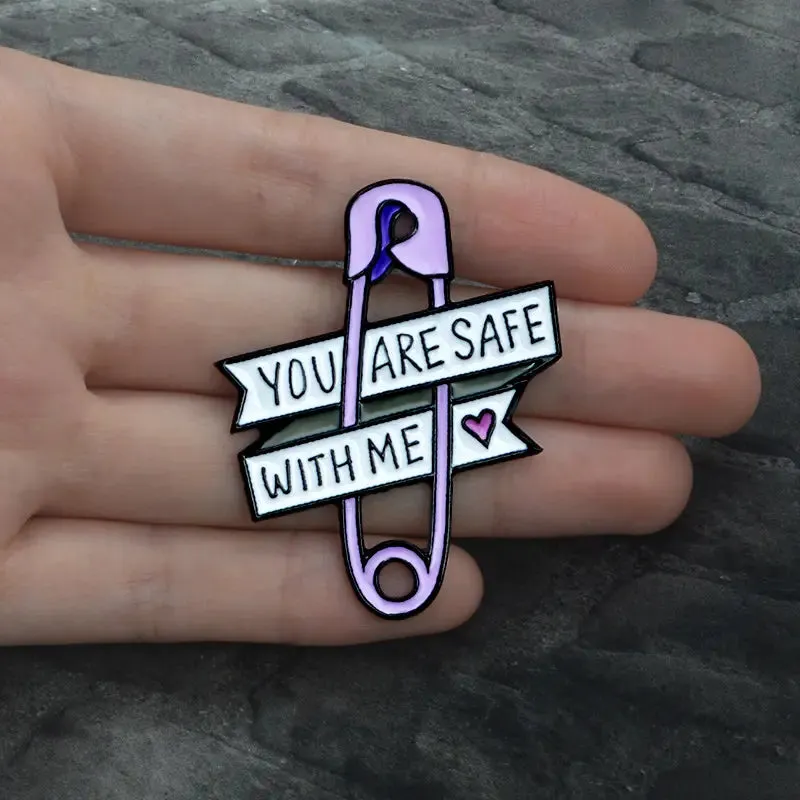 Safe With Me Heart Enamel Pin - Buy E022 Safety Pin Today