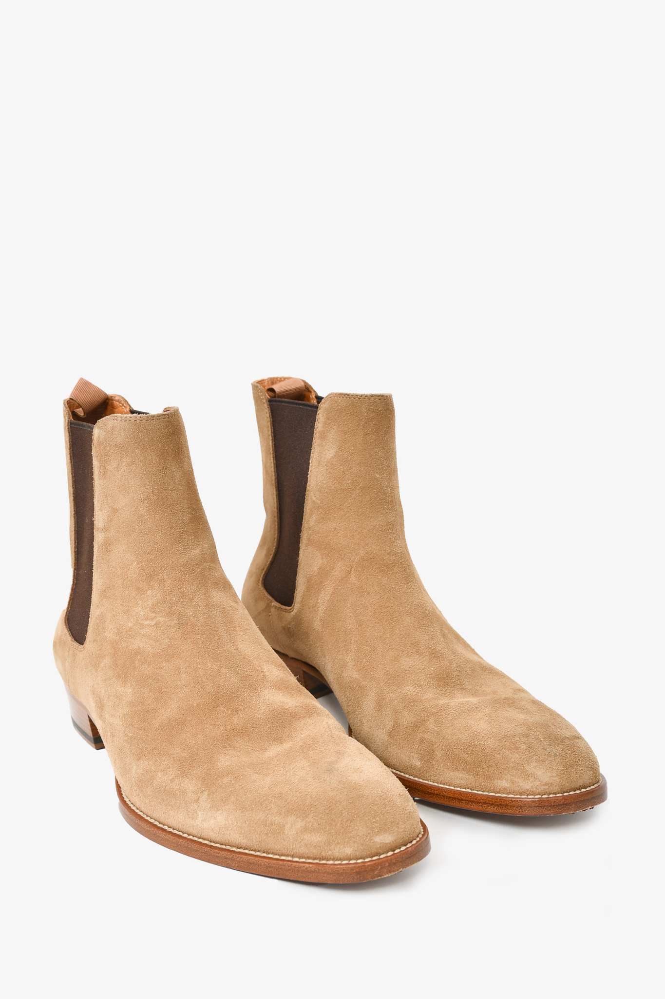 Saint Laurent beige suede Chelsea boots size 40.5 - Buy now