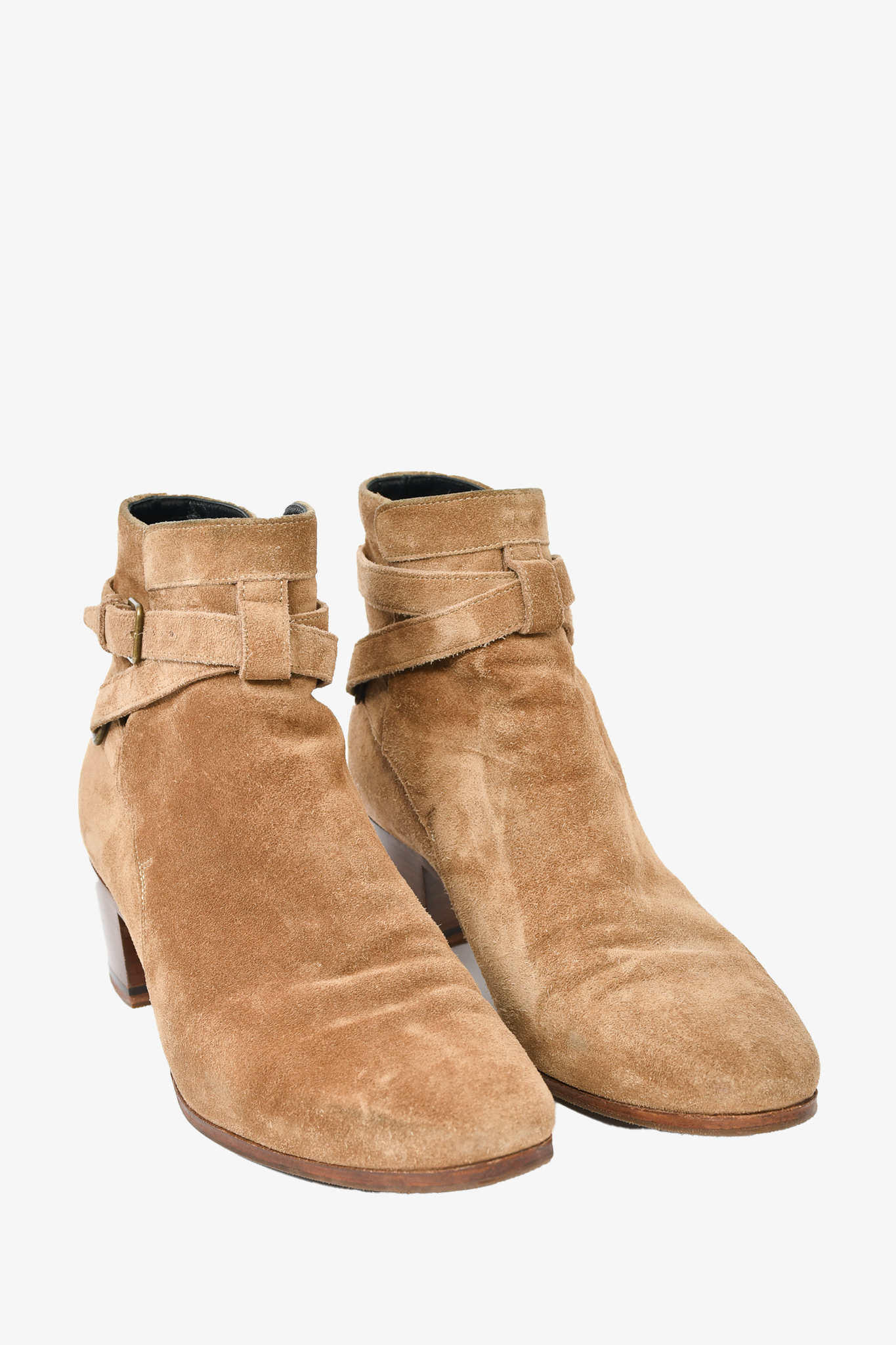 Saint Laurent Suede Ankle Strap Chelsea Boots in Brown - Size 37.5